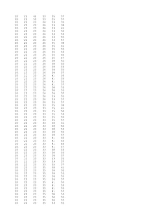 10 21 41 53 55 57
10 21 50 53 55 57
10 22 23 26 33 35
10 22 23 26 33 38
10 22 23 26 33 41
10 22 23 26 33 50
10 22 23 26 33 53
10 22 23 26 33 55
10 22 23 26 33 57
10 22 23 26 35 38
10 22 23 26 35 41
10 22 23 26 35 50
10 22 23 26 35 53
10 22 23 26 35 55
10 22 23 26 35 57
10 22 23 26 38 41
10 22 23 26 38 50
10 22 23 26 38 53
10 22 23 26 38 55
10 22 23 26 38 57
10 22 23 26 41 50
10 22 23 26 41 53
10 22 23 26 41 55
10 22 23 26 41 57
10 22 23 26 50 53
10 22 23 26 50 55
10 22 23 26 50 57
10 22 23 26 53 55
10 22 23 26 53 57
10 22 23 26 55 57
10 22 23 33 35 38
10 22 23 33 35 41
10 22 23 33 35 50
10 22 23 33 35 53
10 22 23 33 35 55
10 22 23 33 35 57
10 22 23 33 38 41
10 22 23 33 38 50
10 22 23 33 38 53
10 22 23 33 38 55
10 22 23 33 38 57
10 22 23 33 41 50
10 22 23 33 41 53
10 22 23 33 41 55
10 22 23 33 41 57
10 22 23 33 50 53
10 22 23 33 50 55
10 22 23 33 50 57
10 22 23 33 53 55
10 22 23 33 53 57
10 22 23 33 55 57
10 22 23 35 38 41
10 22 23 35 38 50
10 22 23 35 38 53
10 22 23 35 38 55
10 22 23 35 38 57
10 22 23 35 41 50
10 22 23 35 41 53
10 22 23 35 41 55
10 22 23 35 41 57
10 22 23 35 50 53
10 22 23 35 50 55
10 22 23 35 50 57
10 22 23 35 53 55
 