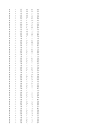 4 9 10 38 50 55
4 9 10 38 50 57
4 9 10 38 53 55
4 9 10 38 53 57
4 9 10 38 55 57
4 9 10 41 50 53
4 9 10 41 50 55
4 9 10 41 50 57
4 9 10 41 53 55
4 9 10 41 53 57
4 9 10 41 55 57
4 9 10 50 53 55
4 9 10 50 53 57
4 9 10 50 55 57
4 9 10 53 55 57
4 9 18 21 22 23
4 9 18 21 22 26
4 9 18 21 22 33
4 9 18 21 22 35
4 9 18 21 22 38
4 9 18 21 22 41
4 9 18 21 22 50
4 9 18 21 22 53
4 9 18 21 22 55
4 9 18 21 22 57
4 9 18 21 23 26
4 9 18 21 23 33
4 9 18 21 23 35
4 9 18 21 23 38
4 9 18 21 23 41
4 9 18 21 23 50
4 9 18 21 23 53
4 9 18 21 23 55
4 9 18 21 23 57
4 9 18 21 26 33
4 9 18 21 26 35
4 9 18 21 26 38
4 9 18 21 26 41
4 9 18 21 26 50
4 9 18 21 26 53
4 9 18 21 26 55
4 9 18 21 26 57
4 9 18 21 33 35
4 9 18 21 33 38
4 9 18 21 33 41
4 9 18 21 33 50
4 9 18 21 33 53
4 9 18 21 33 55
4 9 18 21 33 57
4 9 18 21 35 38
4 9 18 21 35 41
4 9 18 21 35 50
4 9 18 21 35 53
4 9 18 21 35 55
4 9 18 21 35 57
4 9 18 21 38 41
4 9 18 21 38 50
4 9 18 21 38 53
4 9 18 21 38 55
4 9 18 21 38 57
4 9 18 21 41 50
4 9 18 21 41 53
4 9 18 21 41 55
4 9 18 21 41 57
 