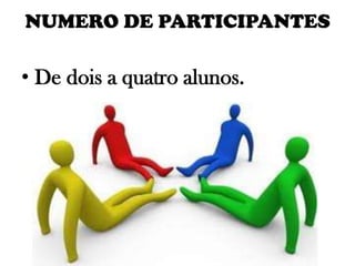 NUMERO DE PARTICIPANTES

• De dois a quatro alunos.

 