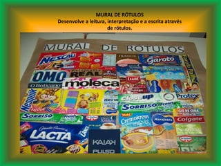 MURAL DE RÓTULOS Desenvolve a leitura, interpretação e a escrita através de rótulos. 
