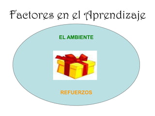 Factores en el Aprendizaje
EL AMBIENTE
REFUERZOS
 
