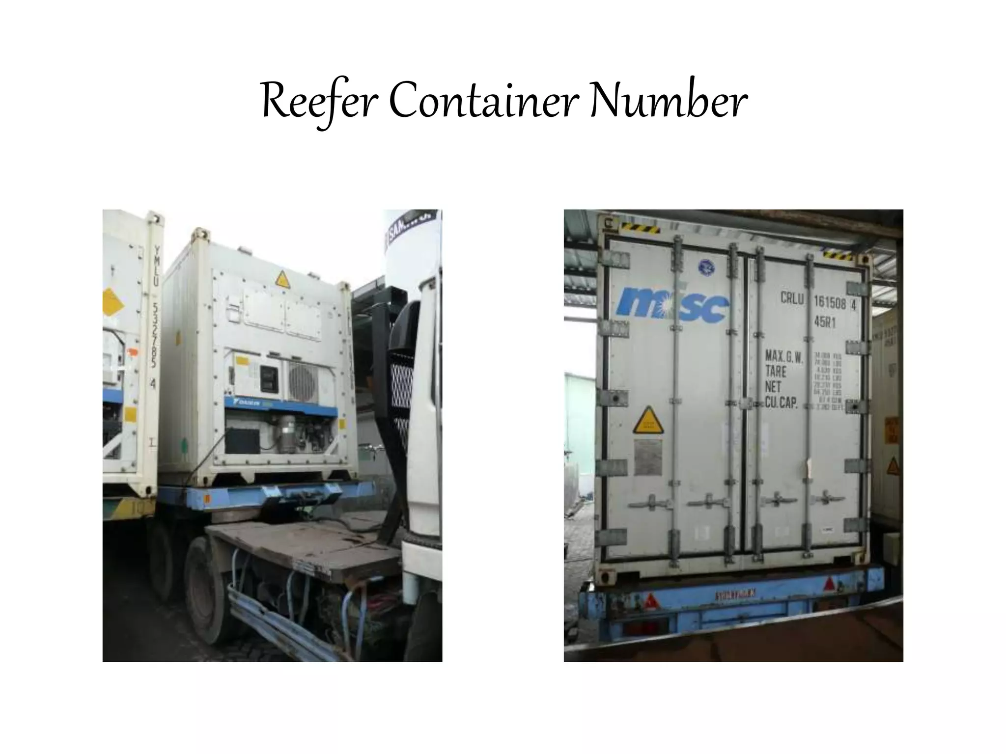 Reefer Container Number 
 