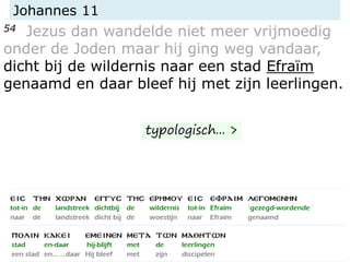 Johannes 11
54 Jezus dan wandelde niet meer vrijmoedig
onder de Joden maar hij ging weg vandaar,
dicht bij de wildernis naar een stad Efraïm
genaamd en daar bleef hij met zijn leerlingen.
typologisch... >
 