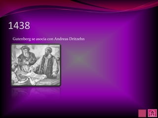 1438
Gutenberg se asocia con Andreas Dritzehn
 
