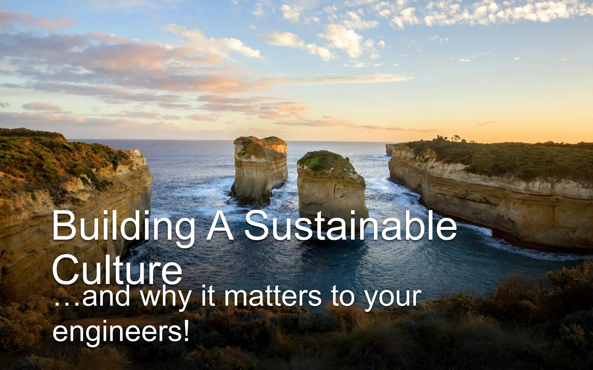 Building A Sustainable
Culture
…and why it matters to your
engineers!
 