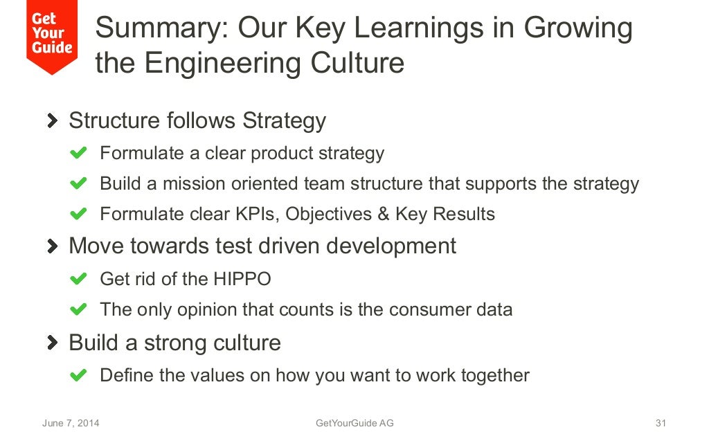 Summary Our Key Learnings in