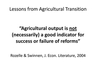 Agricultural Transformation and Food Security in Central Asia