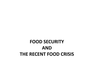 Agricultural Transformation and Food Security in Central Asia