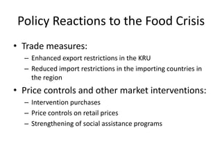 Agricultural Transformation and Food Security in Central Asia