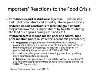 Agricultural Transformation and Food Security in Central Asia