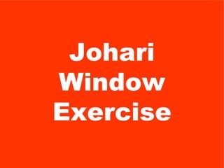 Johari
Window
Exercise