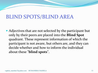 BLIND SPOTS/BLIND AREA

  Adjectives that are not selected by the participant but
    only by their peers are placed into...