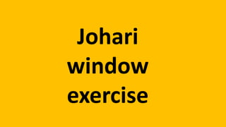 Johari
window
exercise
 