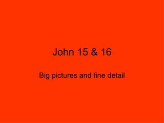 John 15 & 16 Big pictures and fine detail 