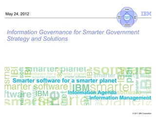 May 24, 2012



Information Governance for Smarter Government
Strategy and Solutions




                    Information Agenda
                             Information Management

                                            © 2011 IBM Corporation
 