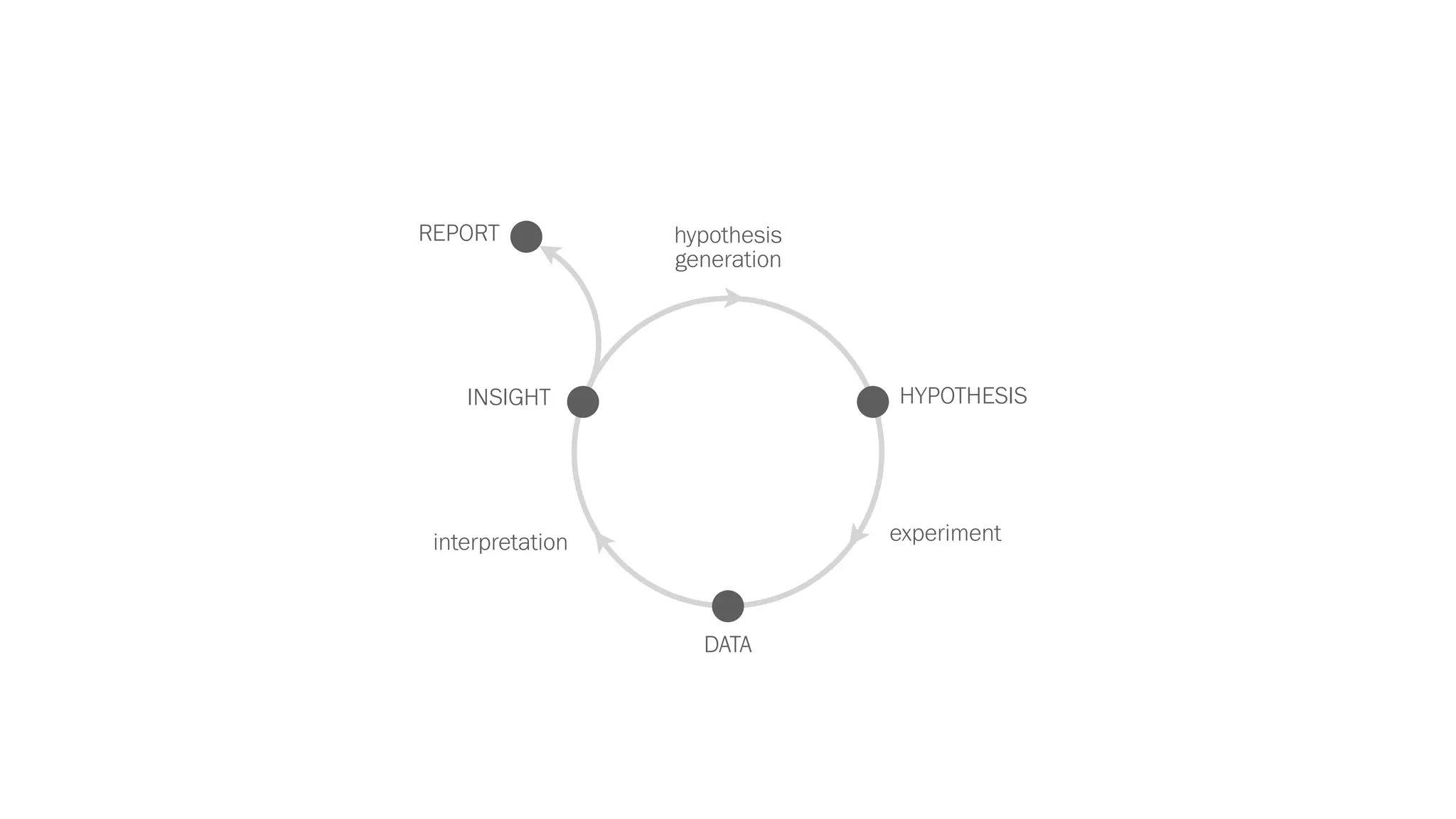 REPORT
experiment
DATA
INSIGHT HYPOTHESIS
interpretation
hypothesis
generation
 