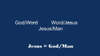 God/Word

Word/Jesus
Jesus = God/Man

Jesus/Man

 