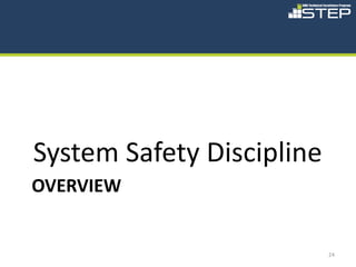 System Safety Discipline
OVERVIEW


                           24
 