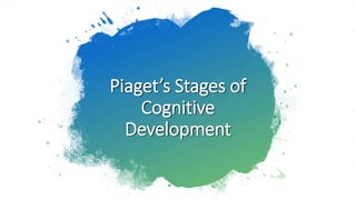 Piaget’s Stages of
Cognitive
Development
 