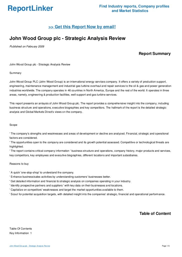 John Wood Group plc Strategic Analysis Review