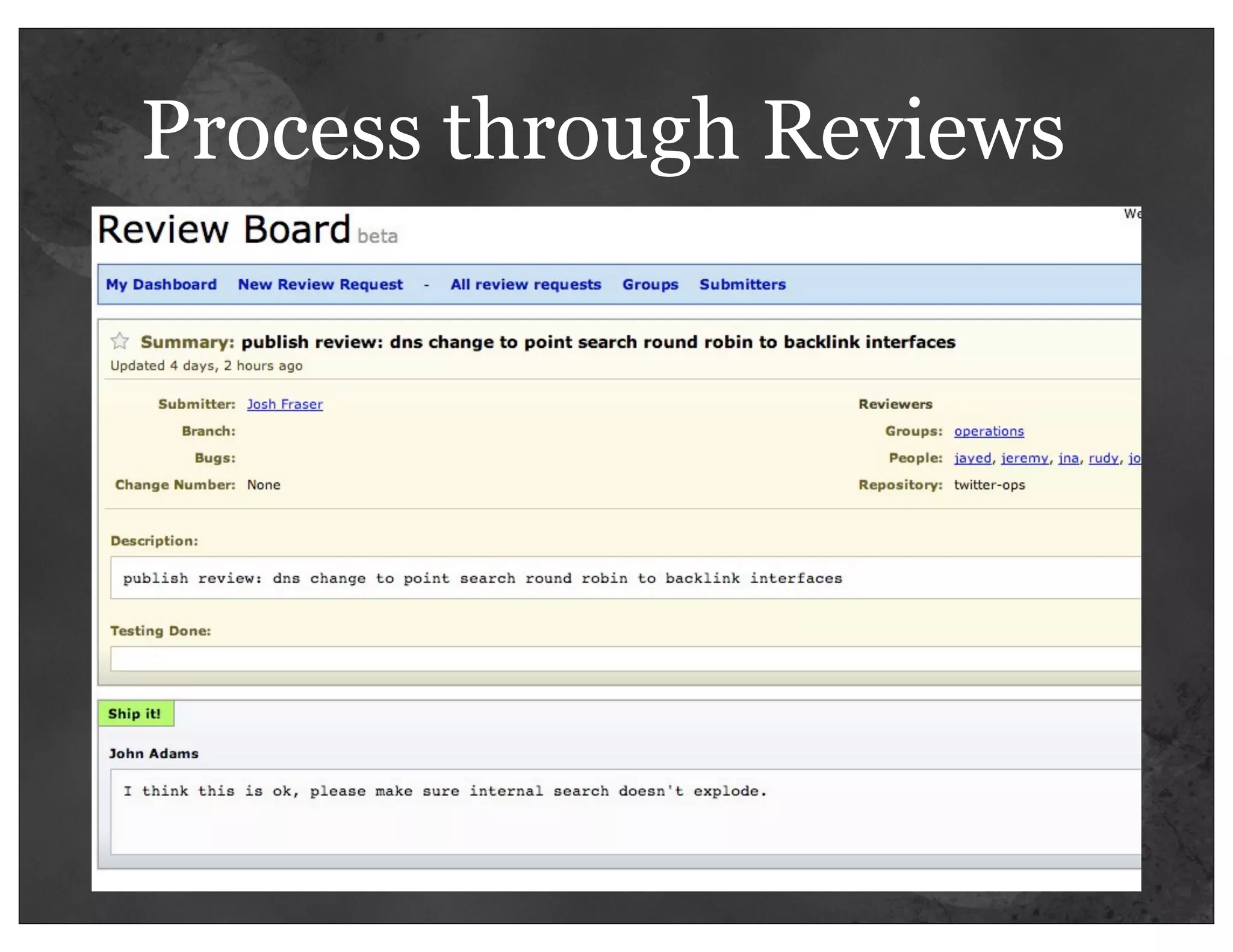 Process through Reviews
 