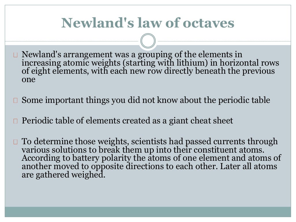 John alexander reina newlands discoverer of periodic table
