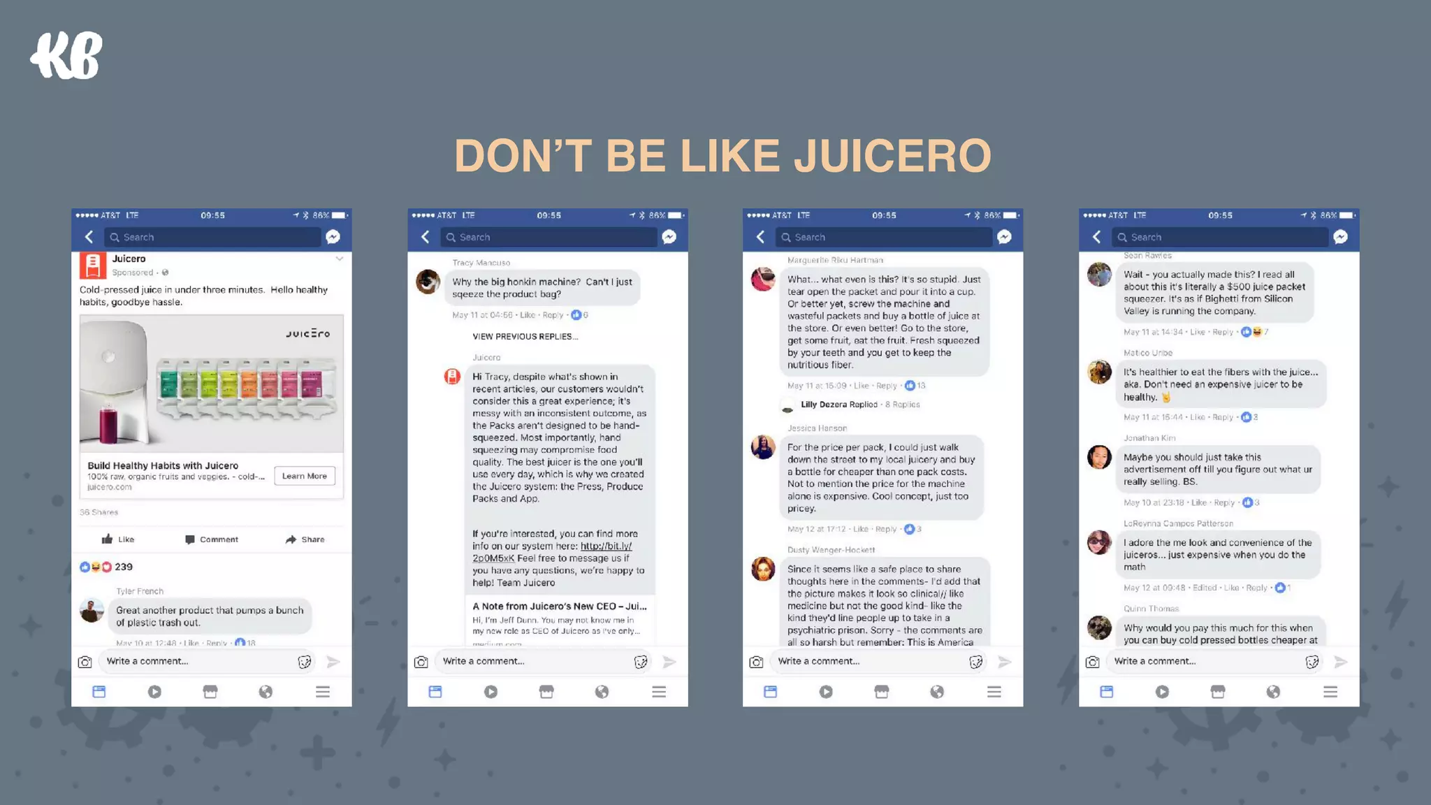 • See post with comments 
https://www.facebook.com/
626005510833765/posts/
981246778643172
• Share link with friends 
Get shares, likes, and comments.
• Then launch 
Control positive vs negative
reception more easily = positive
framing.
BUILD SOCIAL PROOF BEFORE LAUNCHDON’T BE LIKE JUICERO
 