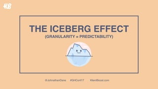 THE ICEBERG EFFECT 
(GRANULARITY = PREDICTABILITY)
@JohnathanDane #GHConf17 KlientBoost.com
 