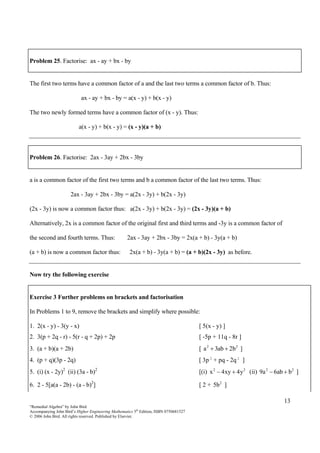 13
“Remedial Algebra” by John Bird
Accompanying John Bird’s Higher Engineering Mathematics 5th
Edition, ISBN 0750681527
© ...