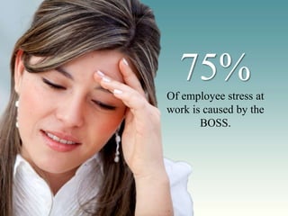 75%
Of employee stress at
work is caused by the
       BOSS.
 