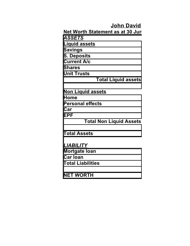 personal statement of cash flows