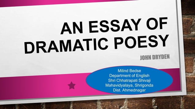 defence of an essay of dramatic poesy