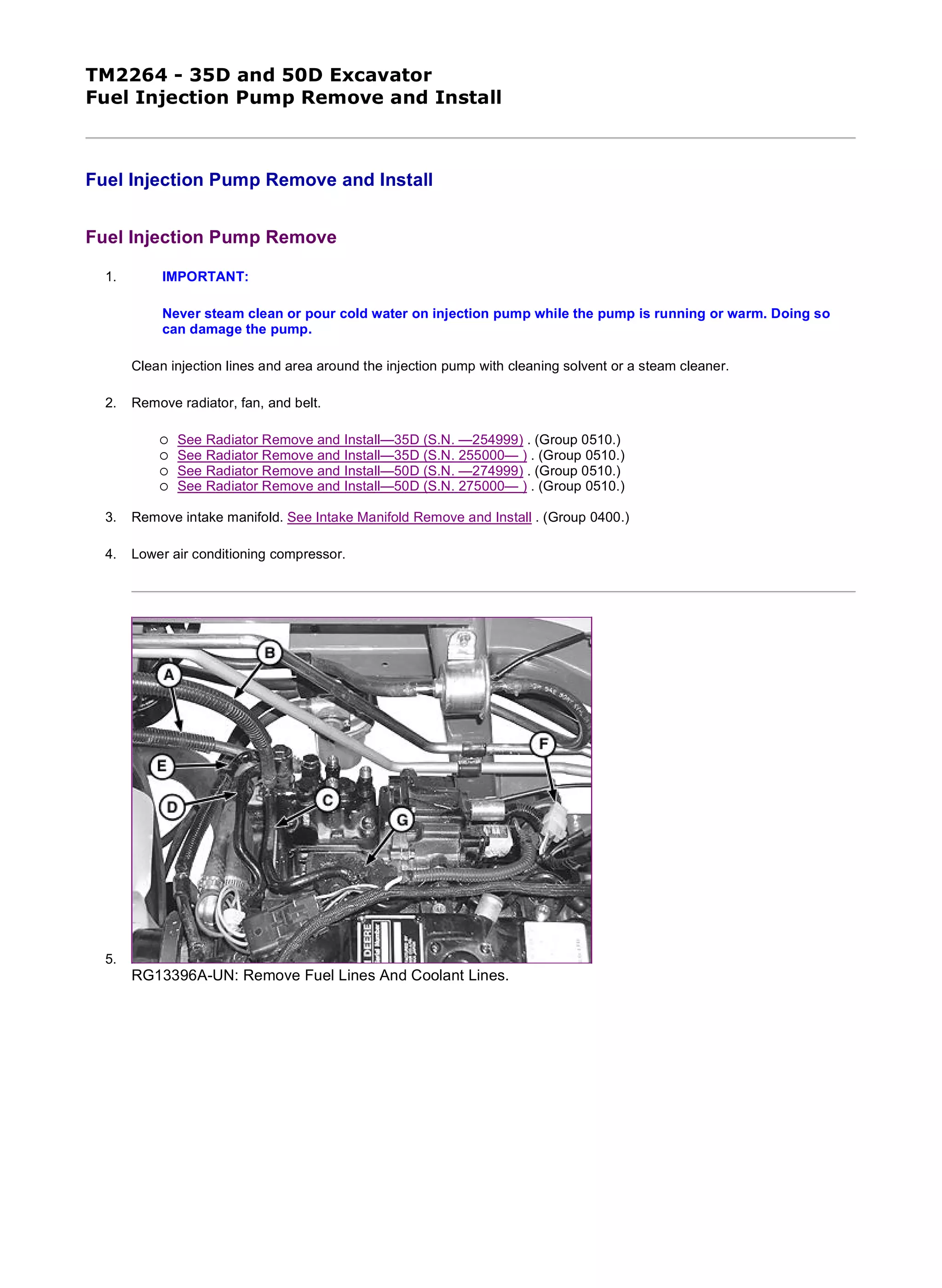 John Deere 35D & 50D Mini Excavator Service Manual – TM2264 Shop Repair Book
