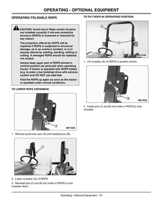 Folding Rops Pin John Deere 4500 4600 4700 Utility Tractors Operators Manual | PDF