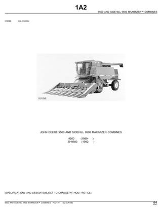 John deere 9500 and sidehill9500 maximaizer combines parts catalog