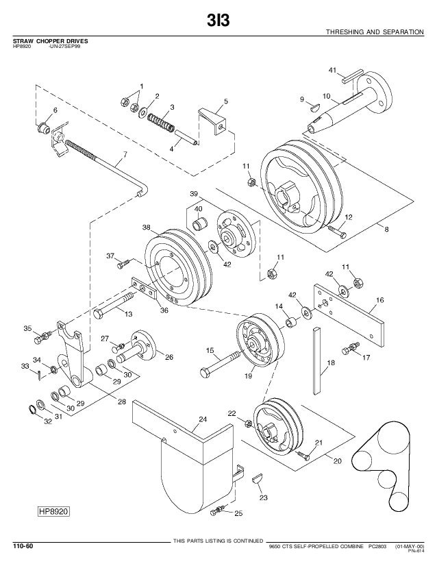 John deere 9650 cts selfpropelled combine parts catalog