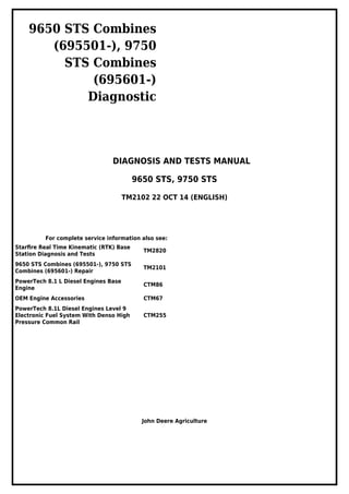 960 Std Code John Deere 9650 STS diagnostic codes list | PDF
