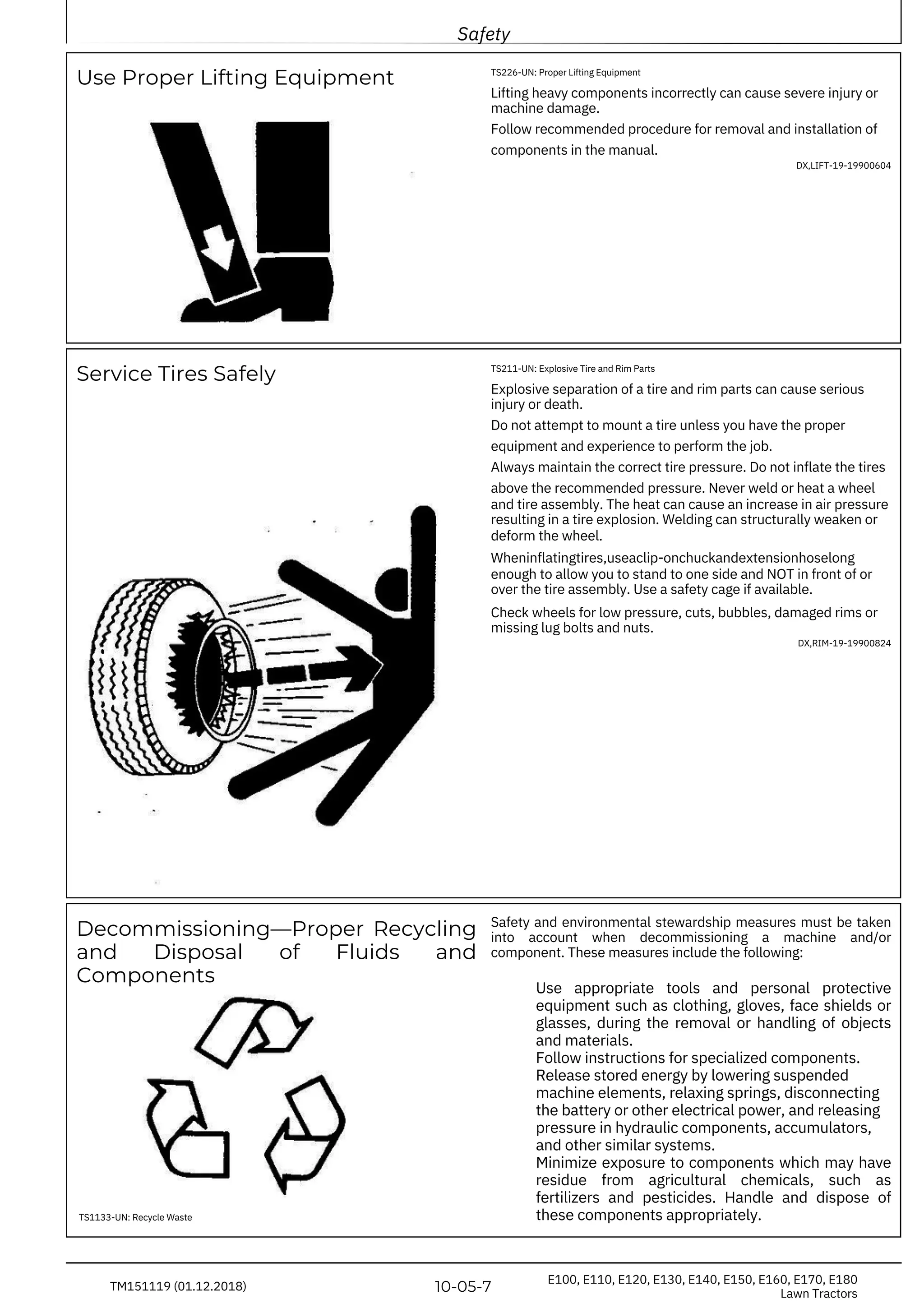 John Deere E100, E110, E120, E130, E140, E150, E160, E170, E180 Lawn  Tractor Service Repair Manual TM151119 | PDF