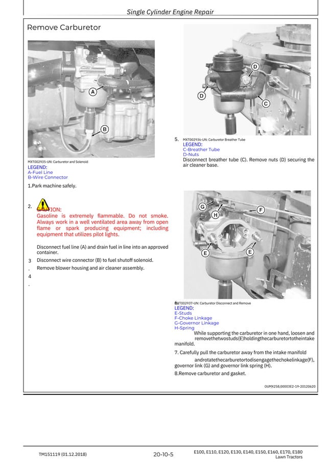 John Deere E100, E110, E120, E130, E140, E150, E160, E170, E180 Lawn ...