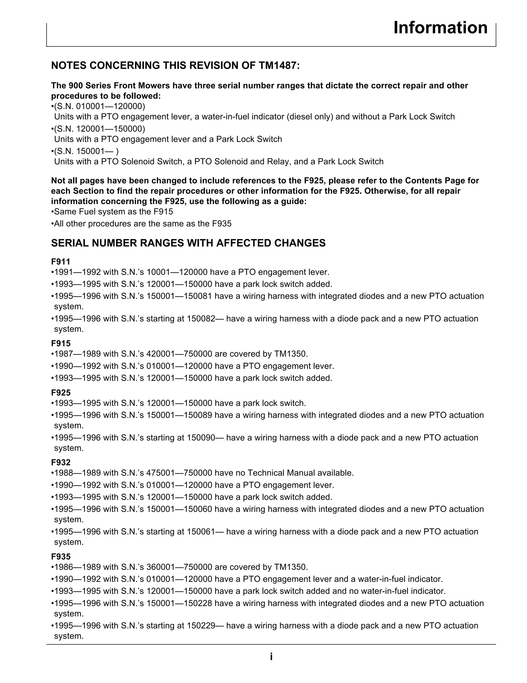 John deere f925 front mower service repair manual | PDF