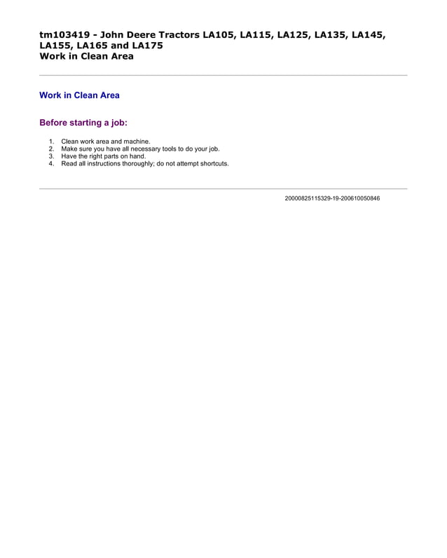 John deere la115 lawn tractor service repair technical manual (tm103419
