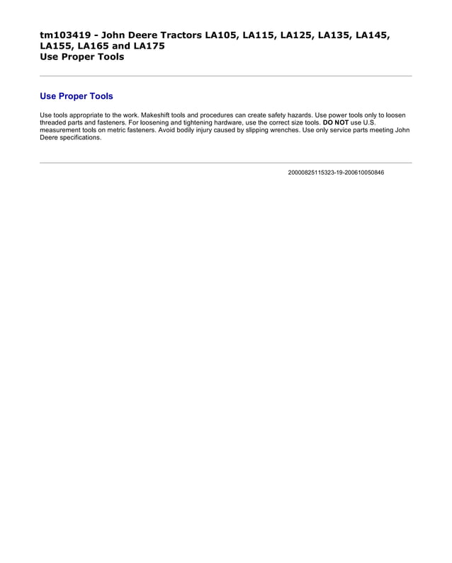John deere la145 lawn tractor service repair technical manual (tm103419