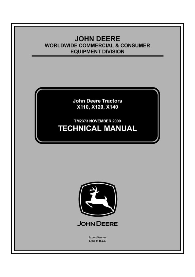 John deere x140 tractor service repair manual (tm2373) PDF