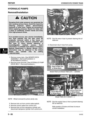 John deere z trak f620 mower service repair manual (tm1678) PDF
