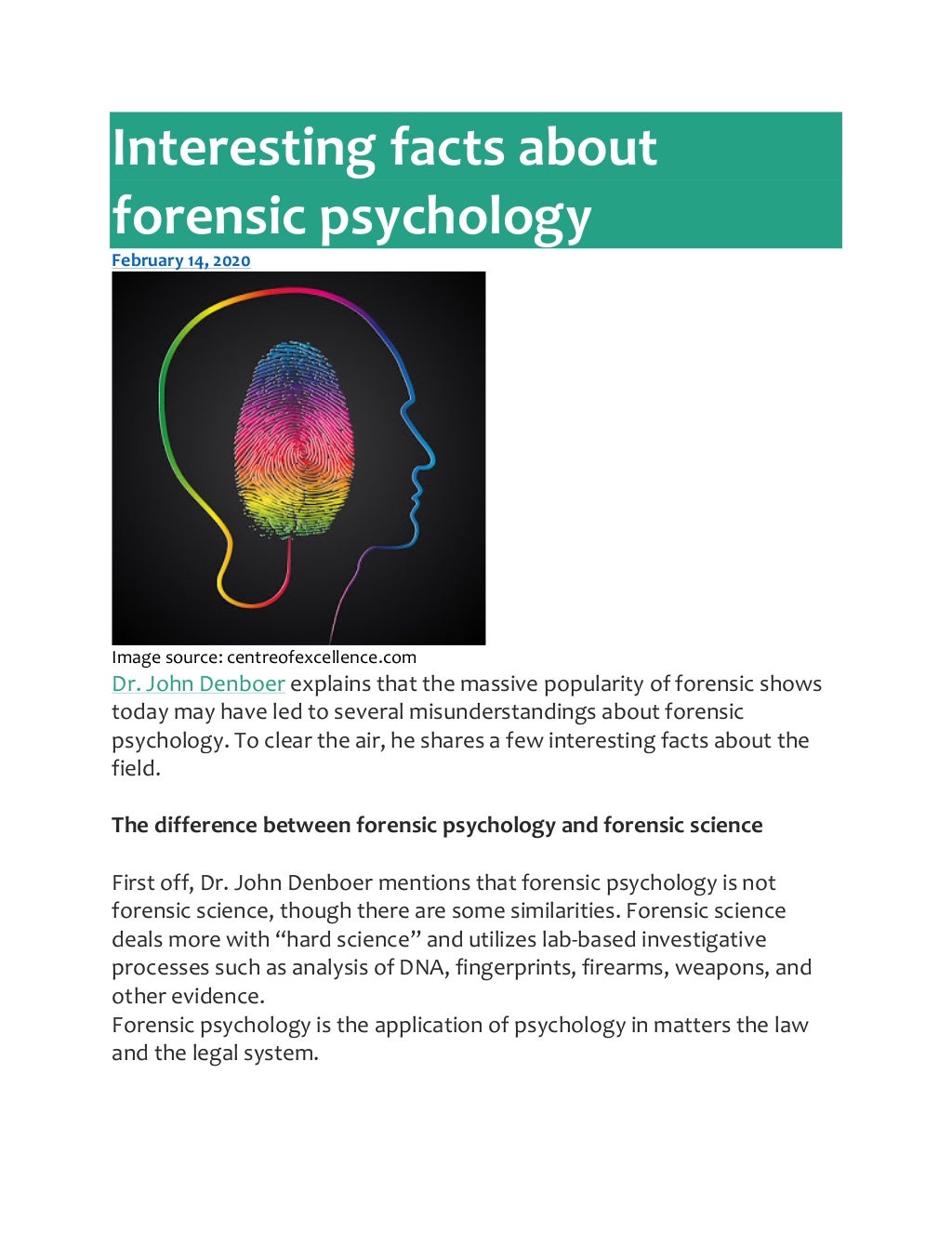 Interesting Facts About Forensic Psychology