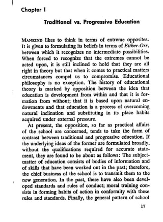 John dewey experience and education - chapter 1 | PDF
