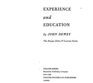 John dewey   experience and education - chapter 1