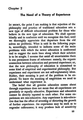 John dewey experience and education - chapter 2 | PDF