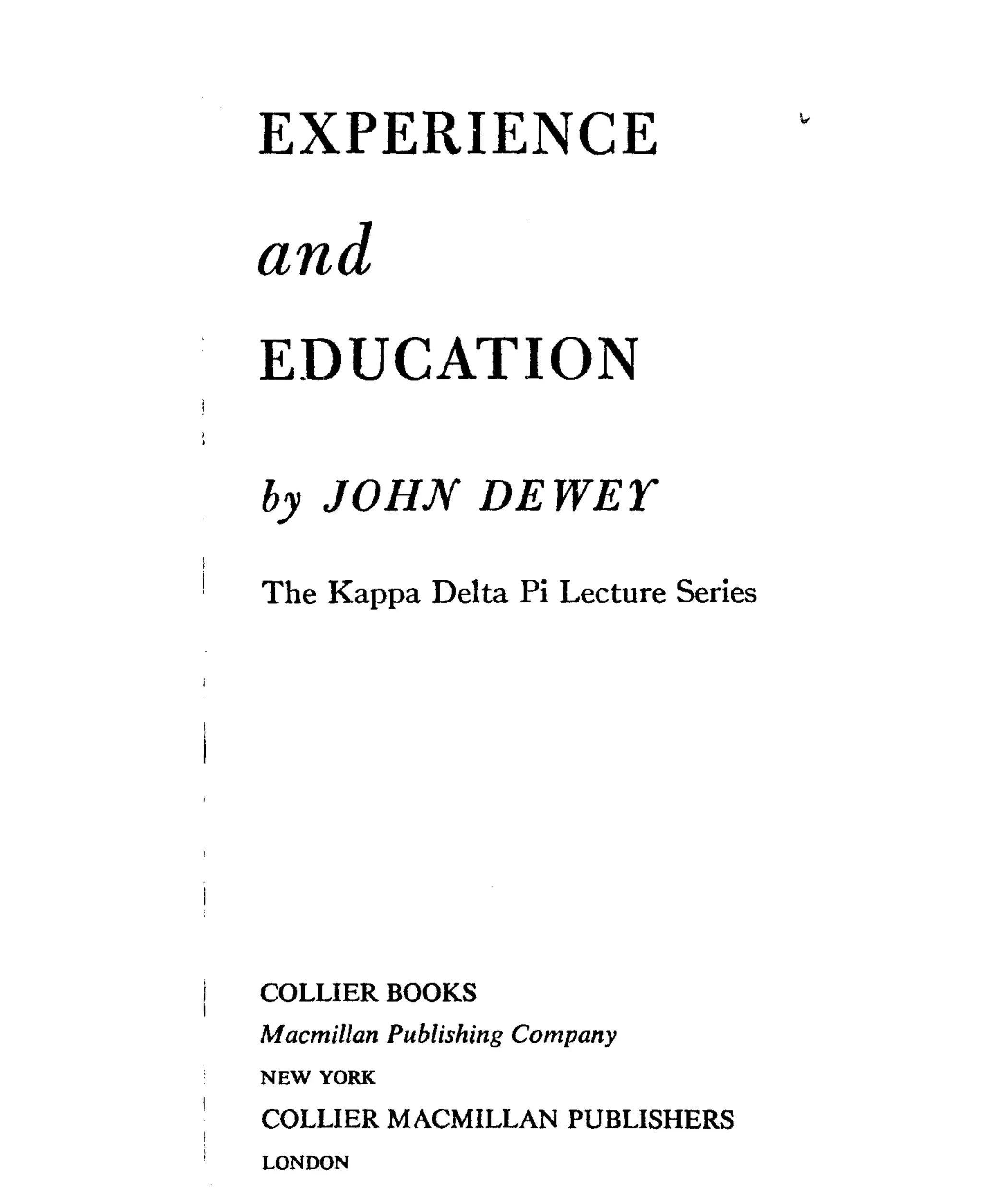 John dewey experience and education - chapter 3 | PDF