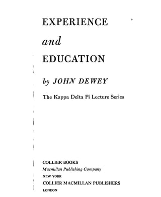 John dewey   experience and education - chapter 3